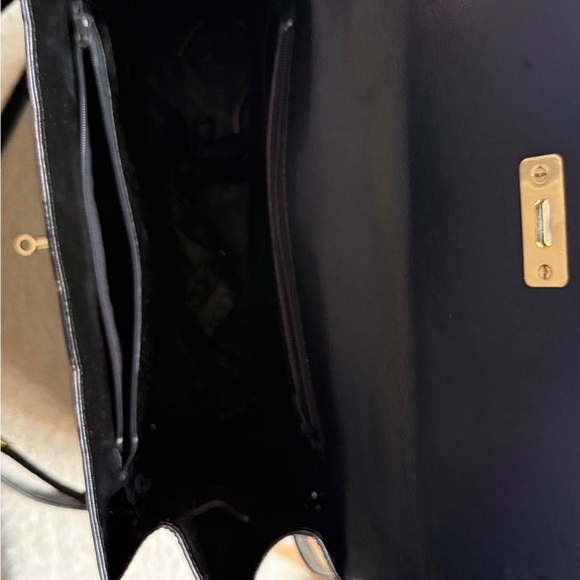 Black hand bag Hermes style in fake crocodile - Picture 11 of 11